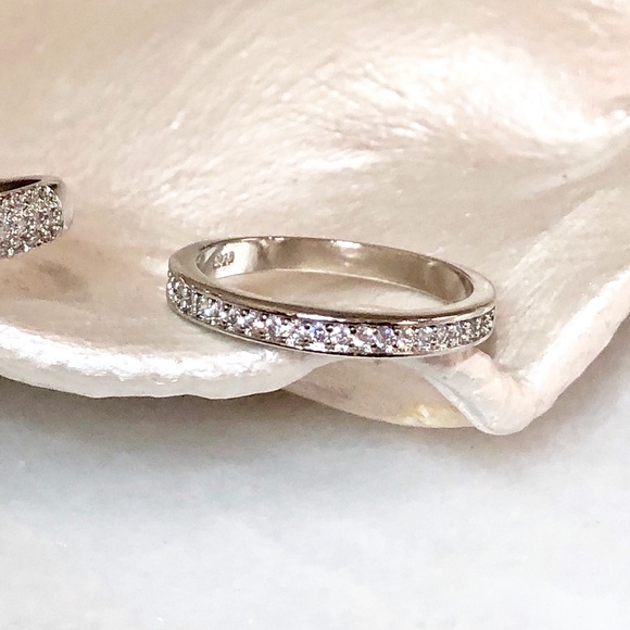 .925 Sterling Silver Engagement Wedding Rings 6.5 - Picture 7 of 10